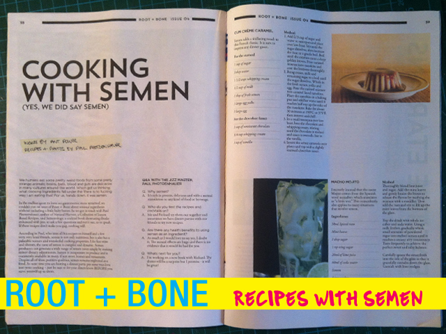 root and bone cooking with semen - semen recipes