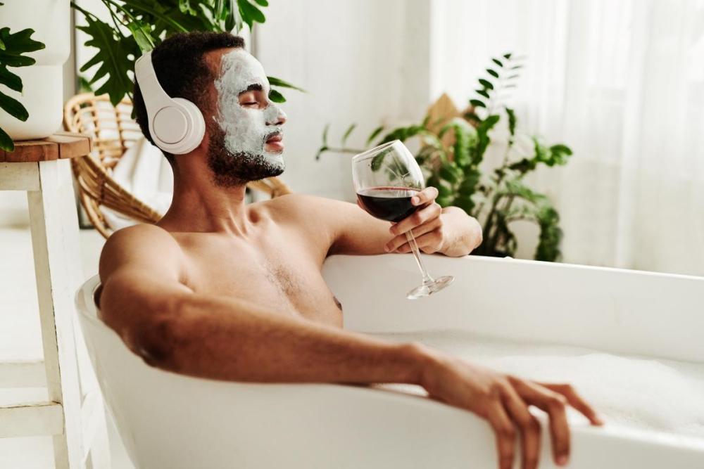 Man having a spa solo date